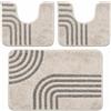 PARAMAISON Set Tappeti Bagno 3 Pezzi Antiscivolo Panna 37,5x45 + 45x75 cm | Set coordinato morbido e resistente all'umidità, ideale per WC e zona lavabo, pratico da pulire e usare ogni giorno