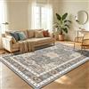 WUTONG Grigio Tappeto Orientale Vintage Medaglione 120x170 cm Pelo Corto | Lavabile in Lavatrice e Antiscivolo, Moderno per Soggiorno, Studio e Cameretta, Boho Chic