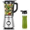 FOHERE Frullatore, 1100W di Potenza Massima, Bicchiere da 1,5 Litri, Blender 5 Velocità + Funzione Impulso, Bottiglia in Tritan da 600ml, Funzione Frusta il Ghiaccio e Piedini Antiscivolo