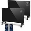 Aigostar Helen Smart - Termoconvettore Elettrico Portatile Basso Consumo da 1000W/2000W, 3 modalità, ECO, Termoregolabile, Touch Screen LED, Timer da 7gg*24H. Radiatore elettrico, 2 unità