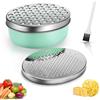 Heatigo Grattugia per formaggio con contenitore, grattugia da cucina con coperchio di 2 dimensioni, trituratore per formaggio, tritatutto per verdure, tritatutto per zenzero, grattugia per cioccolato (verde)
