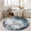 Tomifine Tappeto Rotondo Tessuto con Nappe Stampa Geometrica Grigio Scuro 80cm