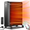 Fiqops Radiatore ad olio da 2500 W, a risparmio energetico, con 11 nervature, 3 livelli di riscaldamento, termostato, app e telecomando WiFi, display digitale, riscaldamento elettrico, protezione da