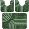 PARAMAISON Set Tappeti Bagno 3 Pezzi Antiscivolo Verde 37,5x45 + 45x75 cm | Set coordinato morbido e resistente all'umidità, ideale per WC e zona lavabo, pratico da pulire e usare ogni giorno