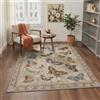 BEIMO Tappeto Farfalle 120x170 cm Animali Decorativi Soggiorno | Tappeto con farfalle colorate e fiori su fondo beige con bordo scallop, pelo corto, antiscivolo, lavabile, perfetto.