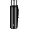 GIOGD Borraccia con isolamento sottovuoto con coperchio a tazza, in acciaio inossidabile, thermos a tenuta stagna, mantiene il caffè caldo e freddo (nero, 1500 ml)