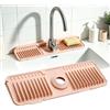 FARYODI Tappetino scolapiatti in silicone, pieghevole a 90° e sottile, ritagliabile con design a scarico rapido, antiscivolo Splash Guard per cucina e bagno (Morandi-Rosa)