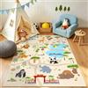 Enyhom Zoo Kids Rug - Tappeto da gioco grande, per bambini e bambine | 150 x 200 cm, retro antiscivolo, lavabile in lavatrice, morbido, motivo animali dei cartoni animati, per sala giochi