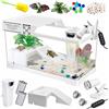 GOZILLA Kit serbatoio tartarughe (serbatoio+lampada+filtro), kit di avviamento per tartarughe con lampada e filtro regolabili, habitat per rettili con coperchio, piattaforma crogiolante per piccoli
