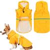 Amexo Impermeabile per Cani con Strisce Riflettenti Giacca da Pioggia Impermeabile per Cane con Regolabile Cappuccio Poncho Ultraleggero per Cani di Taglia Piccola Medio e Grande (M)