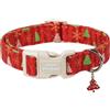 Unique style paws Collare per cani di Natale, collare regolabile in cotone con ciondolo a forma di albero di Natale, fibbia a sgancio rapido, anello a D in metallo resistente, grazioso collare per