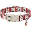 Unique style paws Collare per cani natalizio, collare regolabile in cotone con ciondolo a forma di renna natalizia, fibbia a sgancio rapido, anello a D in metallo resistente, grazioso collare per