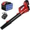 Victool Batteria soffiatore per foglie, soffiatore senza spazzole con turbocompressore, batterie 21 V 1300 mAh, 6 marce, 61 m³/h, ventilatore portatile turbo per la cura del prato, foglie, polvere e neve