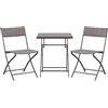 Outsunny Set da Giardino Pieghevole 3 Pezzi in Rattan PE e Metallo Nero | Set 2 Sedie e Tavolino Caffè, Protezione UV, Mobili Balcone, Patio, Cortile