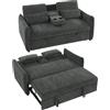 HOMCOM Divano Letto 2 Posti 3 in 1 in Ciniglia Clic Clac Estraibile Grigio | Divano Letto Matrimoniale, Reclinabile 3 Livelli, Tavolino, 2 Cuscini Spessi, Tasche Laterali, Braccioli, per Soggiorno