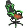 Racingreat Sedia Gaming con Cuscino Riscaldante, Sedie da Gioco Ergonomiche con Cuscino e Supporto Lombare, Sedia da Computer Regolabile in Altezza per Adulti (con cuscino riscaldato, verde)