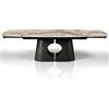 Emporio Arredo Milano Tavolo allungabile JOJY MARMO ONICE piano in ceramica | basamento metallo Grigio, Misure: 200-250-300 x 100 x h.75 cm