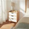 [en.casa] Comodino con 3 Cassetti Tavolino Basso Laterale Mobiletto di Servizio Contenitore per Camera da Letto Soggiorno Ingresso 55 x 40 x 40 cm - Effetto Rovere/Bianco