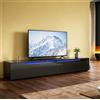 SUNXURY Moderno lowboard per TV da 200 cm, con illuminazione LED RGB, montaggio a parete e base, porte ammortizzate, illuminazione a cerniera a LED, mobile TV per soggiorno, nero lucido