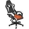Racingreat Sedia Gaming con Cuscino Riscaldante, Sedie da Gioco Ergonomiche con Cuscino e Supporto Lombare, Sedia da Computer Regolabile in Altezza per Adulti (con cuscino riscaldato, bianco)