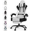 Lointain Sedia Gaming in Tessuto, Massaggio e Poggiapiedi, Bianco | Poltrona Gamer con Seduta Ampia da 51 cm, Schienale Reclinabile 90-135° e Braccioli Sincronizzati per Home Office