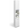Baroni Home Colonna Bagno Salvaspazio, Mobile Alto con 2 Ripiani Aperti e 2 Ante, Armadietto Bianco Multiuso, Colonnina Moderna per Bagno, Cucina e Camera da Letto, 30x30x180 cm 6 Ripiani