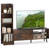 COSTWAY Mobile TV Fino a 50'', Tavolo Porta TV a Forma di L, con Libreria e Mensola Regolabile, Mobile in Legno per Soggiorno Ingresso Camera da Letto (Marrone)