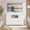 Quiaviank Comò con LED e funzione di ricarica USB, cassettiera in tessuto con 8 cassetti e spazioso piano da tavolo, credenza per soggiorno, camera da letto, corridoio, 108 x 30 x 82 cm, bianco