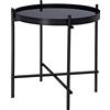 WOMO-DESIGN Tavolino da Caffè Ø 43x45 cm Colore Nero Realizzato in Metallo e Vetro Tavolino da Design per Soggiorno con Piano in Vetro e Struttura Metallica Tavolo Rotondo Stile Moderno da Salotto