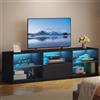 Hzuaneri Mobile TV, 160 cm con Ripiani Vetro Regolabili Illuminazione LED | Mobile TV con 5 Scomparti Aperti anta Ribaltabile, Mobile Porta TV per Televisore fino a 70 Pollici, Soggiorno, TV17204XEU