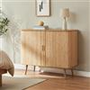 [en.casa] Mobile Contenitore a 2 Ante Scorrevoli in Bambù Credenza con Ripiano e 4 Scomparti Comò Madia Multiuso per Soggiorno Camera da Letto 100 x 40 x 80 cm - Color Naturale