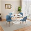GrandCA HOME Set Tavolo e Sedie da Pranzo, Tavolo da Pranzo Rotondo da 110 cm e 4 Sedie in Velluto Nordico, Adatto a Soggiorno, Sala da Pranzo e Cucina (Bianco + Blu)