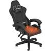 Racingreat Sedia Gaming con Cuscino Riscaldante, Sedie da Gioco Ergonomiche con Cuscino e Supporto Lombare, Sedia da Computer Regolabile in Altezza per Adulti (con cuscino riscaldato, nero)