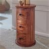 FineBuy Cassettiera 65 cm Sheesham Massello Marrone con Cassetti, Rotondo | stretto mobiletto in vero legno, mobiletto fatto a mano, mini credenza con vano contenitore per piccoli spazi