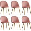 DEYARNA HOME Set di 6 Sedie da Pranzo in Velluto, Sedia da Cucina Moderna Imbottita con Gambe in Metallo, Sedie del Medio Secolo per Sala da Pranzo, Cucina, Soggiorno (Rosa)