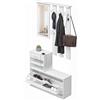 Baroni Home Mobile Ingresso 3 Pezzi con Scarpiera, Appendiabiti a Muro con 6 Ganci e Specchio, Panca Porta Scarpe,Mobile Ingresso Nero con Cassetto, Set Modulare Salvaspazio, 24x90x180cm