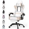 Lointain Sedia Gaming in Tessuto, Massaggio e Poggiapiedi, Beige-Caffè | Poltrona da Ufficio Ergonomica con Seduta da 51 cm, Altezza Regolabile 40-52 cm e Braccioli Sincronizzati per PC