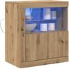 vidaXL Madia LED Marrone 60,5 x 37 x 67 cm Legno ingegnerizzato | Unisce vibrazioni moderne e artigianali, Fatta in legno massello di rovere,