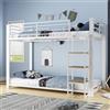 Gojyjqytupo 90 x 200 cm, letto a castello in metallo per bambini, letto a | Con scala in legno, alta protezione contro le cadute, colore bianco