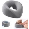 Gusmigus Cuscino per Massaggio Viso a Faccia in Giù in Memory Foam Poggiatesta Ergonomico a Forma U con Foro Respirazione per Lettino Massaggio Spa e Salone (Grigio)