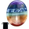 JRSHIRLEYLTD Pietra ovale 7 chakra in cristallo curativo, regalo di cristallo curativo, pietra per pollice in pietra preziosa lucidata, per alleviare lo stress e l'ansia, meditazione, massaggio, con 1 sacchetto di