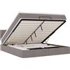 vidaXL Ottoman letto con materasso e LED Taupe 160x200 cm tessuto