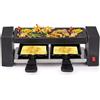 BAKAJI Griglia Raclette Gourmet Potenza 400W con Manico Termico Antiustioni, Piastra Grill Manici Cold Grip Rivestimento Antiaderente, 2 Persone, 2 Spatole per Fonduta Dimensioni 49,5 x 11 x 10 cm