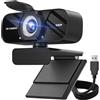 TRAUSI Webcam 1080P con copertura per la privacy, fotocamera grandangolare Plug‑Play per laptop Beiyongs