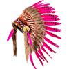 Pink Pineapple Copricapo Ispirato ai Nativi Americani: Accessorio per Adulti con Piume Autentiche - Piccolo - Fucsia
