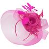 Caprilite Fucsia rosa caldo piuma fiore fascinator cappello velo rete fascia clip Ascot Derby gare matrimonio