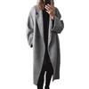 Smarbettiy Trench lungo da donna per autunno inverno, cappotto casual in poliestere effetto lana con maniche lunghe, tinta unita microelasticità, capispalla alla moda da donna (L grigio)