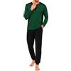 Marvmys Pigiama da Uomo Lungo Due Pezzi Collo con Bottoni e Tasche Laterali | Abbigliamento da casa. Maglia a maniche lunghe con bottoni. Pantaloni con tasche, disponibili in design jogger o classici.