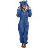 Vhersily Pagliaccetto in Peluche da Donna Pigiama Intero Invernale Pile di Corallo Tuta a Maniche Lunghe Tutina Cerniera Felpe con Cappuccio in Peluche Indumenti da Notte, Costume Carnevale Halloween