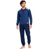 NavyBlue Yacht Pigiama Uomo Invernale in Cotone Caldo Interlock - Completo da Notte Due Pezzi Chiuso -